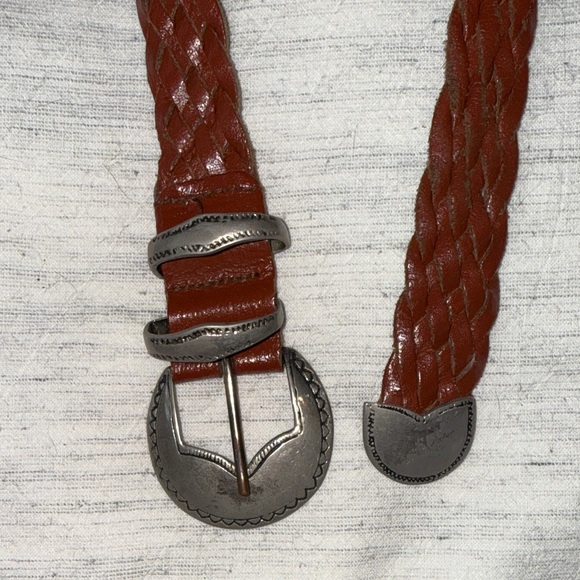 Braided Leather Belt with Silver Buckle - Picture 2 of 8